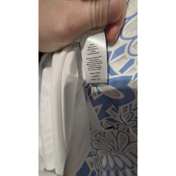 TALBOTS Women Blue & White Cut Away Lace Floral Sheath Dress Lined Size 4 $179 - Picture 9 of 11